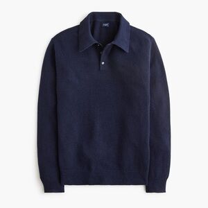 J.Crew Long sleeve sweater polo supersoft lambswool blend Dark Navy Blue L NWT